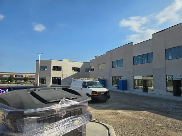 New commercial plaza where exterior cameras were installed during construction